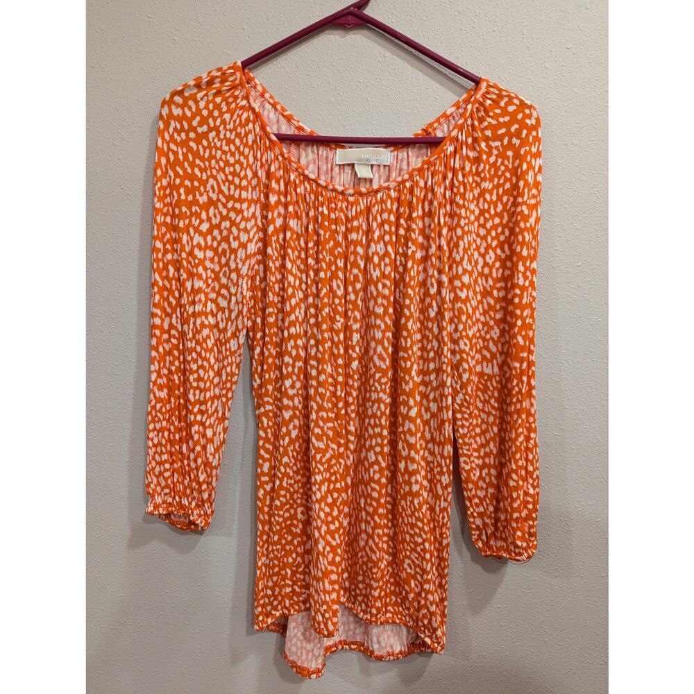 Women's orange and white spotted peasant blouse by Michael Michael Kors size S